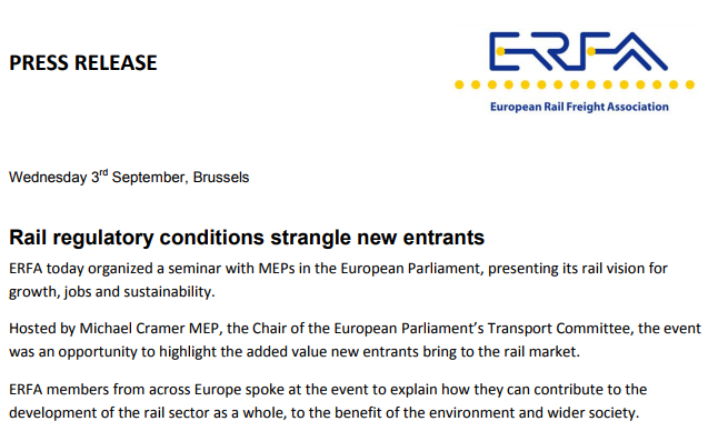 ERFA welcomes pragmatic solution on Channel Tunnel access charges